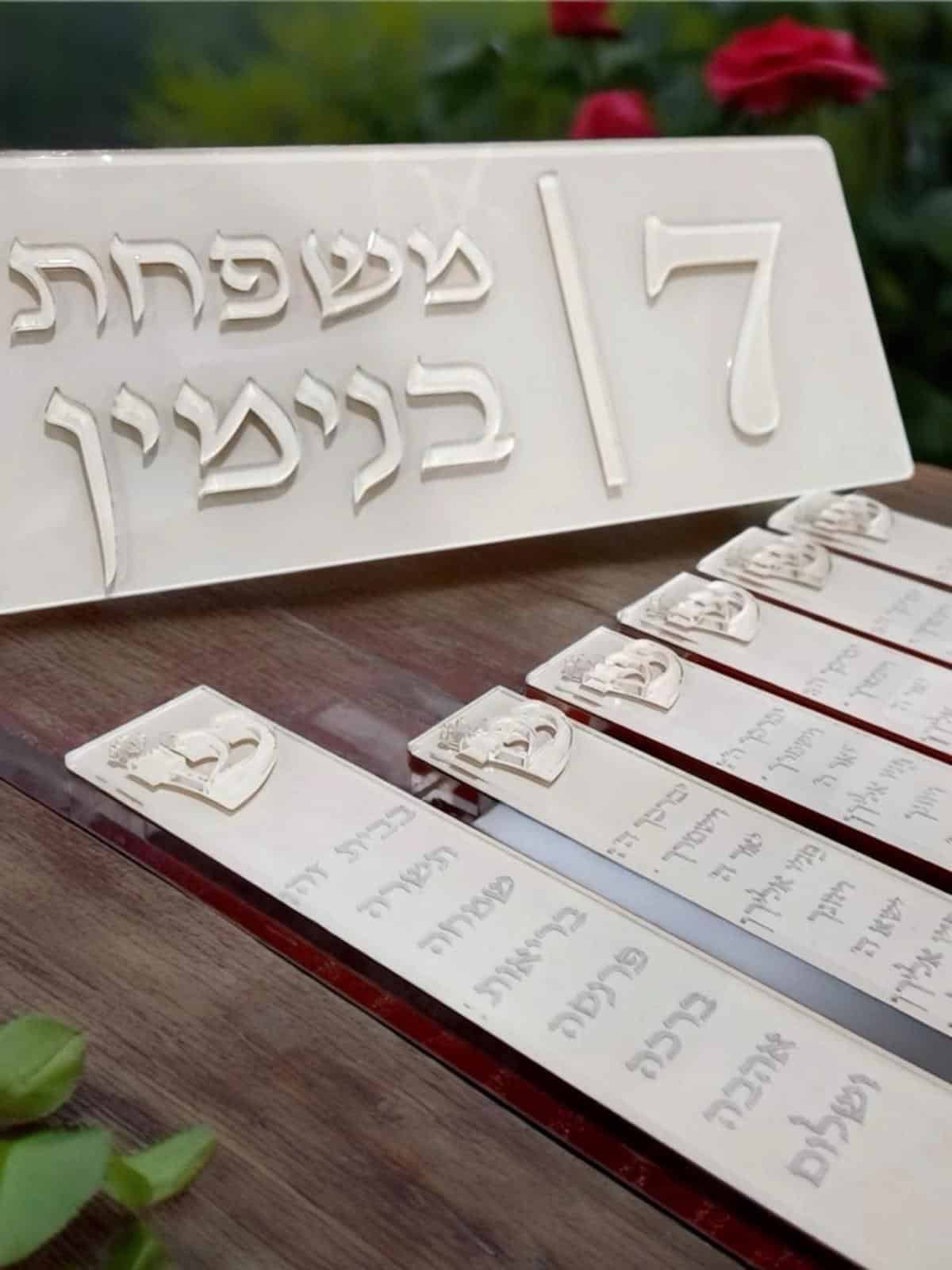 סט בתי מזוזה + שלט מאקריל בצבע ב'ז
