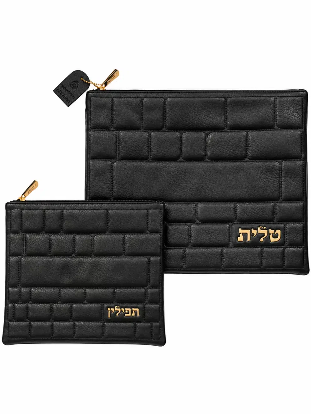 סט כיסויים מפואר לטלית ולתפילין מעור שחור